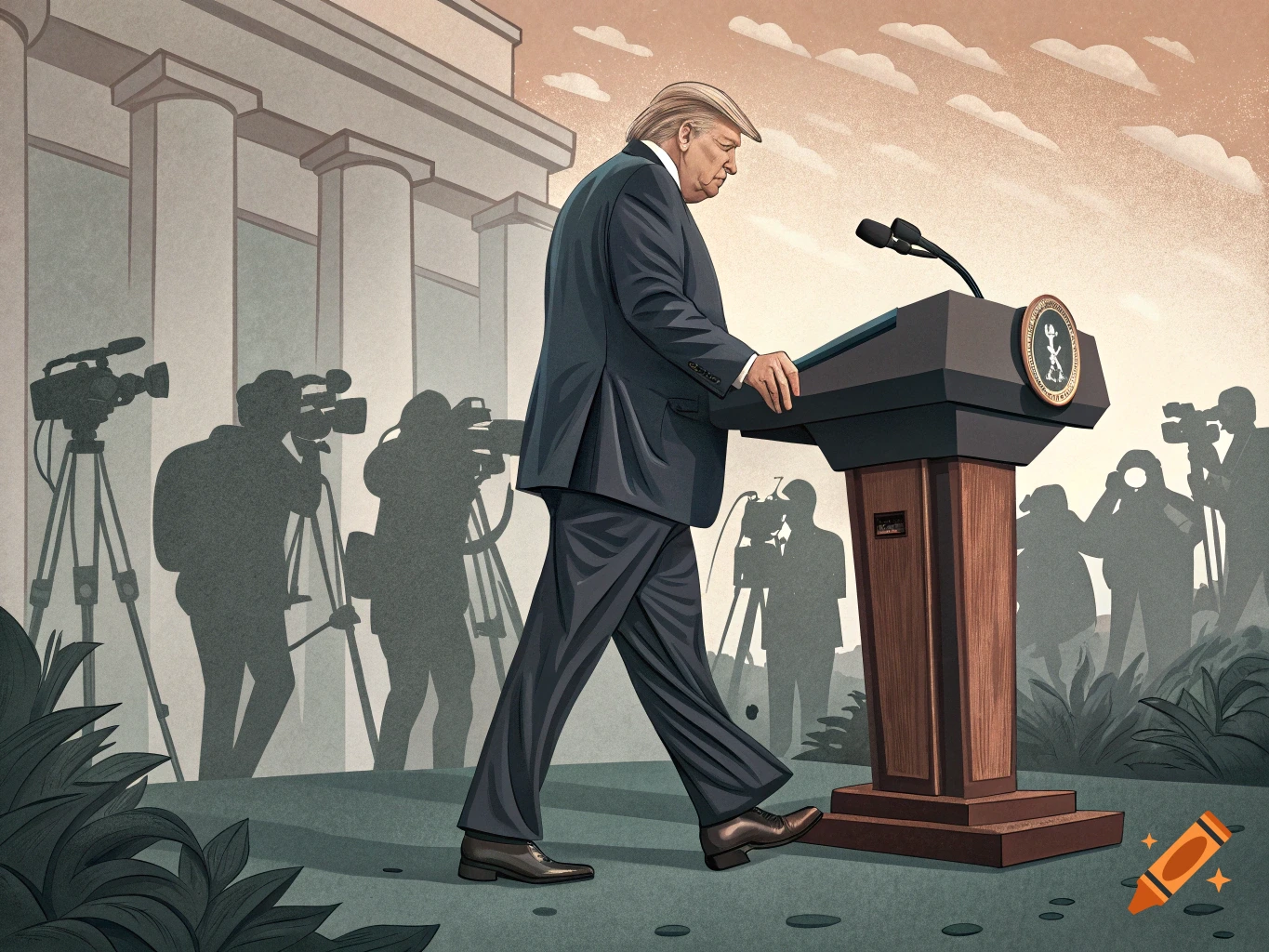 President Trump speaking at a rally, symbolizing Trump’s global blunders