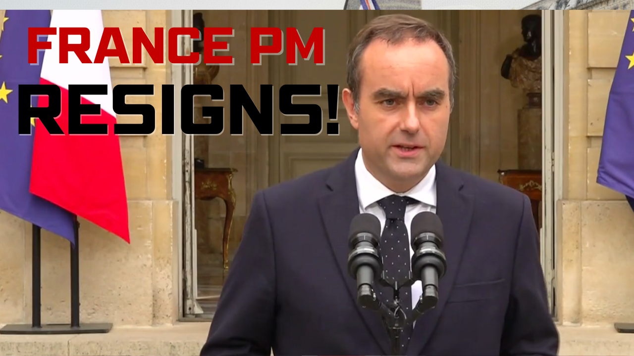 French Prime Minister Sebastien Lecornu giving a speech announcing his resignation at a press conference in Paris, October 2025.