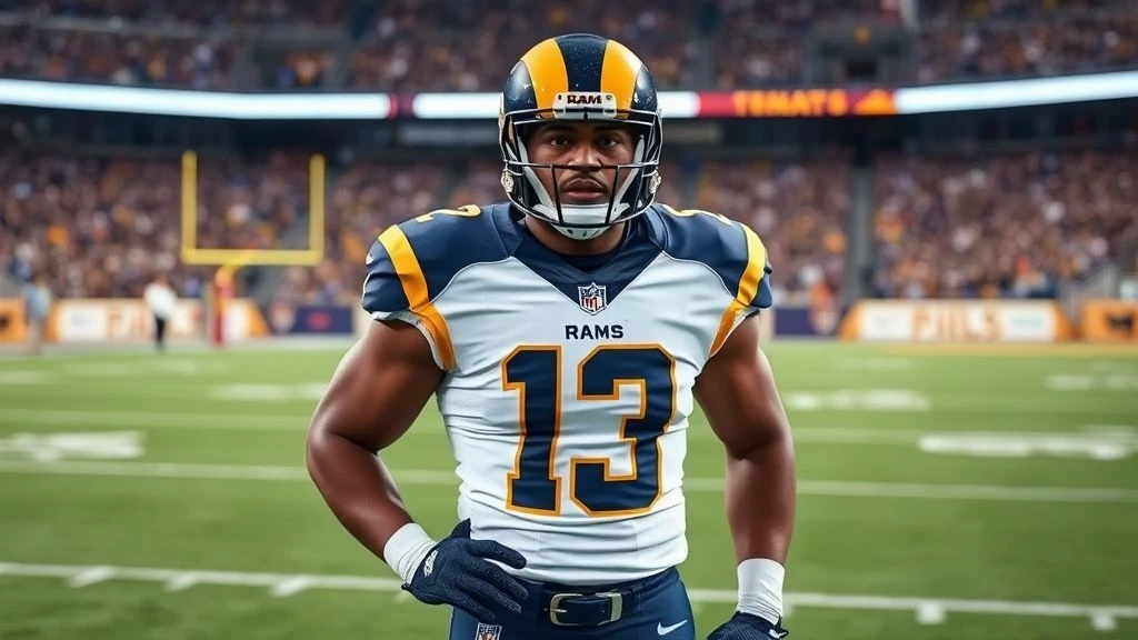 Roger McCreary in Los Angeles Rams uniform after trade from the Tennessee Titans