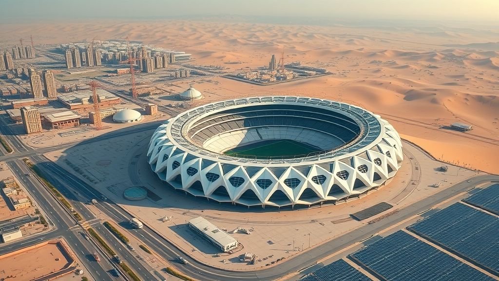 Modern Saudi Arabia stadiums symbolizing the nation’s sports and tourism boom ahead of the 2034 FIFA World Cup