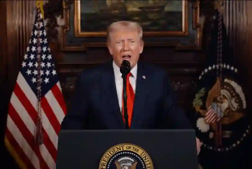 Donald Trump delivering a public statement about violence against Christian communities in Nigeria.
