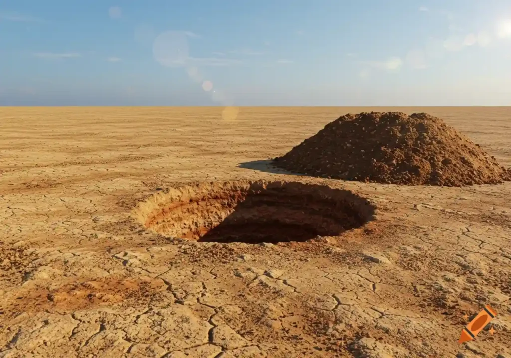 A nearly dried-up reservoir in Iran showing cracked earth and reduced water levels.