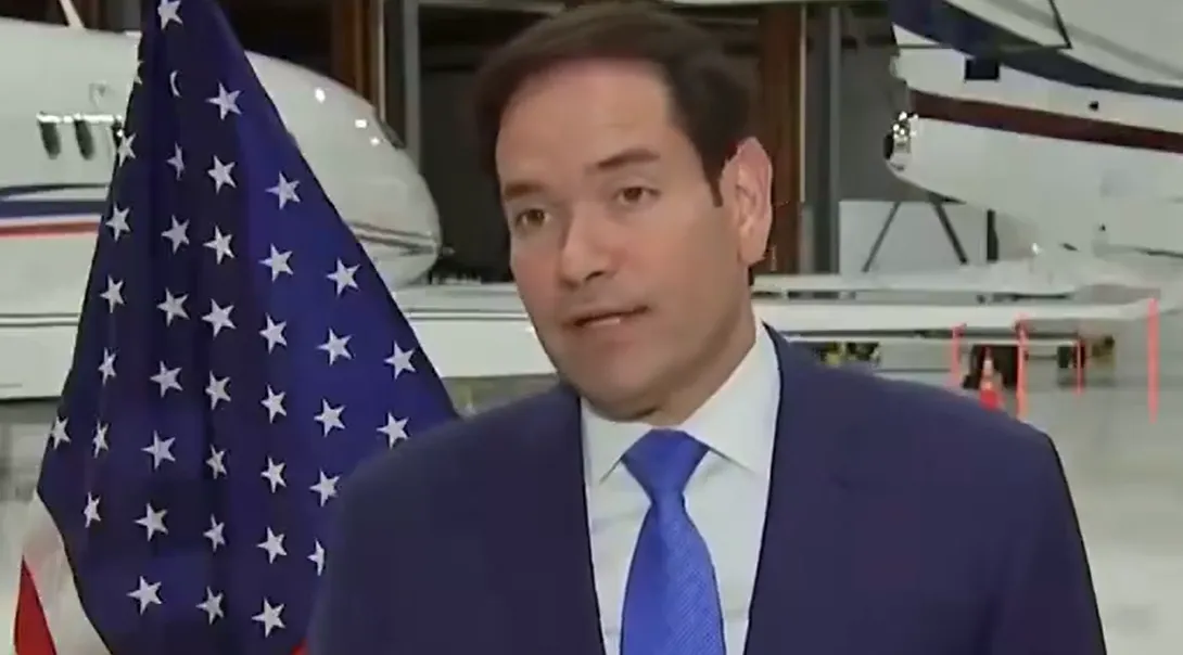 Marco Rubio speaking during an interview about EU criticism and U.S. defense policies