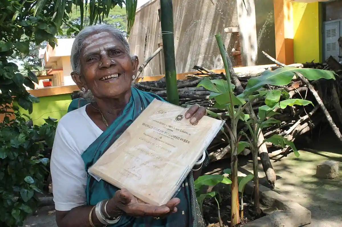 Saalumarada Thimmakka standing outdoors in Karnataka, India, October 2011