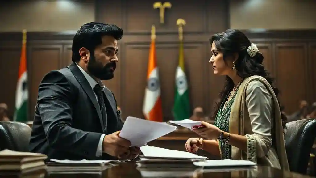 Emraan Hashmi and Yami Gautam in a courtroom scene from the Shah Bano Case movie Haq.