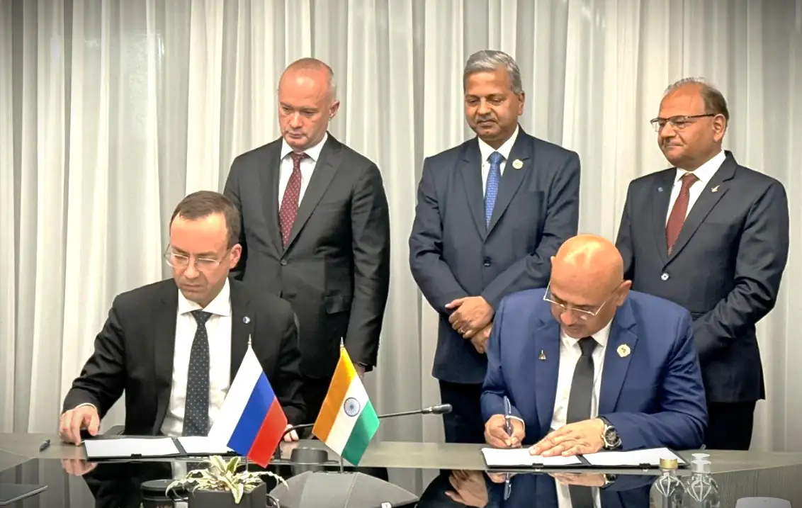 HAL and UAC officials sign agreement to assemble SJ100 passenger jets in India.