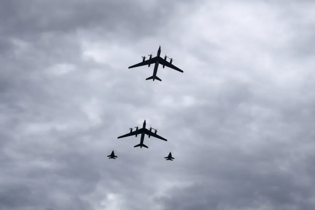 Russian bombers near UK airspace as Tu-95 aircraft fly in formation while NATO fighter jets escort them over international waters