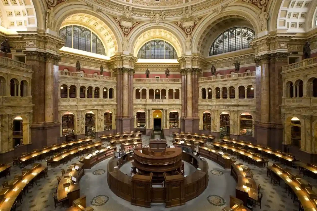 Library of Congress main reading room interior, a symbol of U.S. governance amid the Trump Greenland controversy.