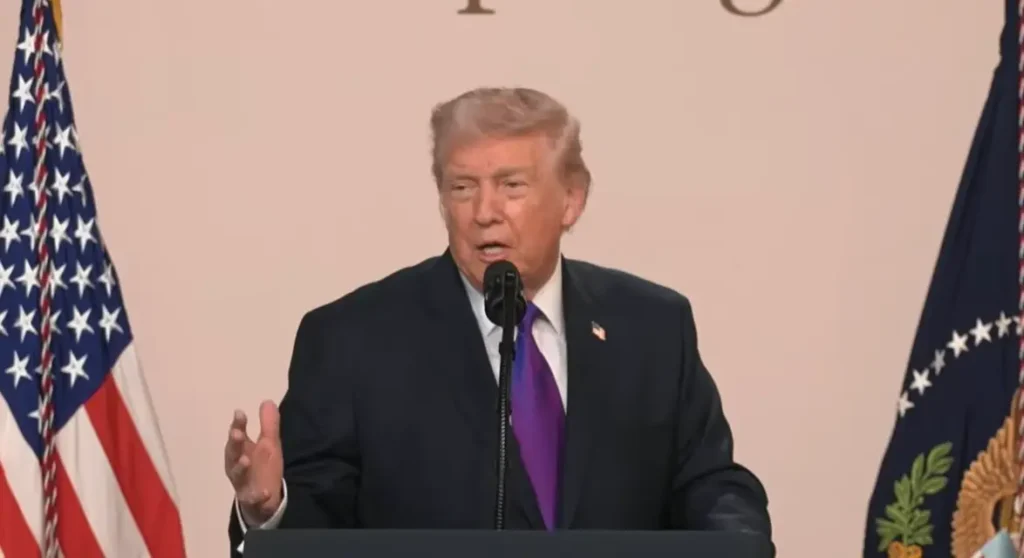 Donald Trump speaks at a White House event announcing the TrumpRx drug discount program aimed at lowering prescription drug prices in the US