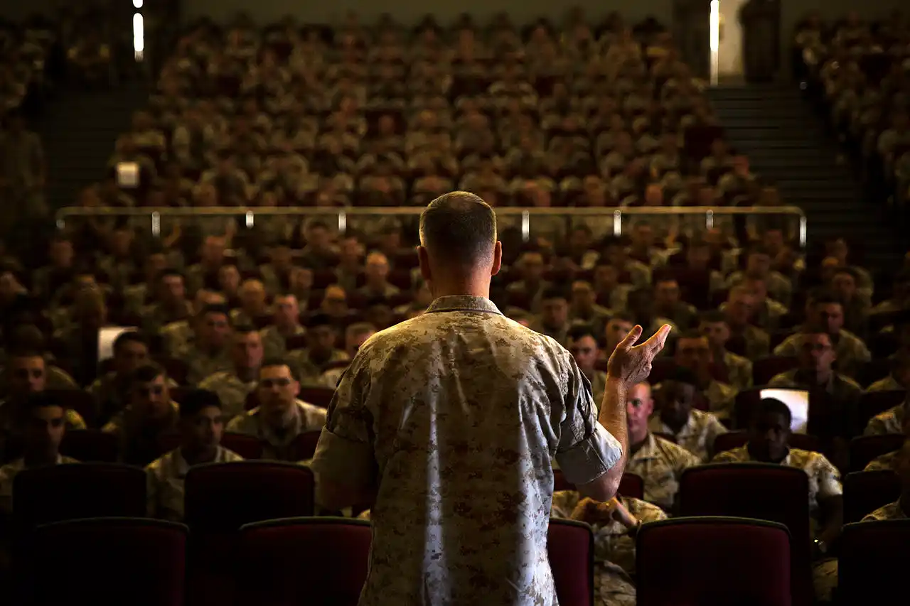 Cyber warfare future concept as military leadership addresses digital threats and modern battlefield strategy.