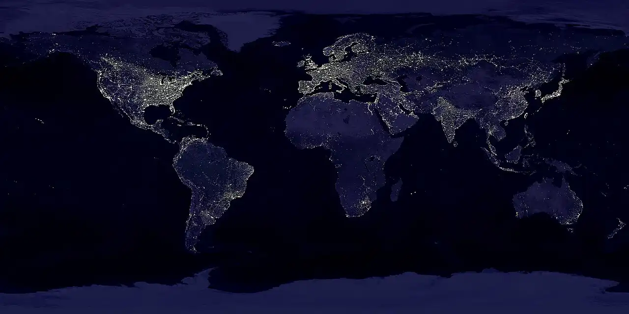 Global city lights at night illustrating the global alliances shift and changing power dynamics in the 2020s