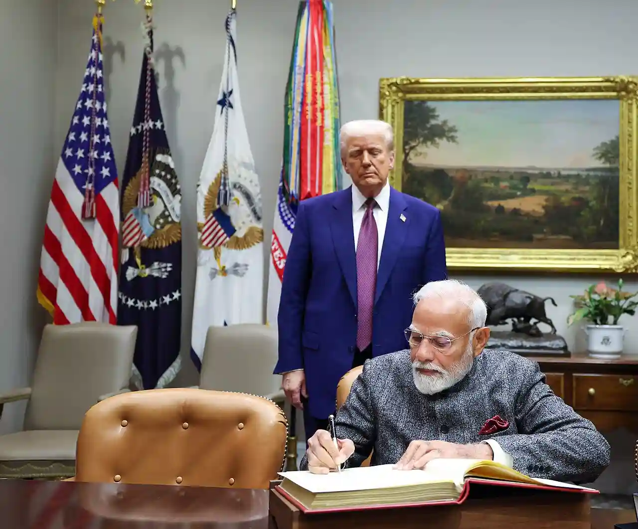 Donald Trump and Narendra Modi meeting at the White House during an official visit