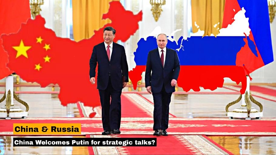 Putin China visit featured image showing Vladimir Putin and Xi Jinping during strategic talks highlighting Russia-China geopolitical cooperation.