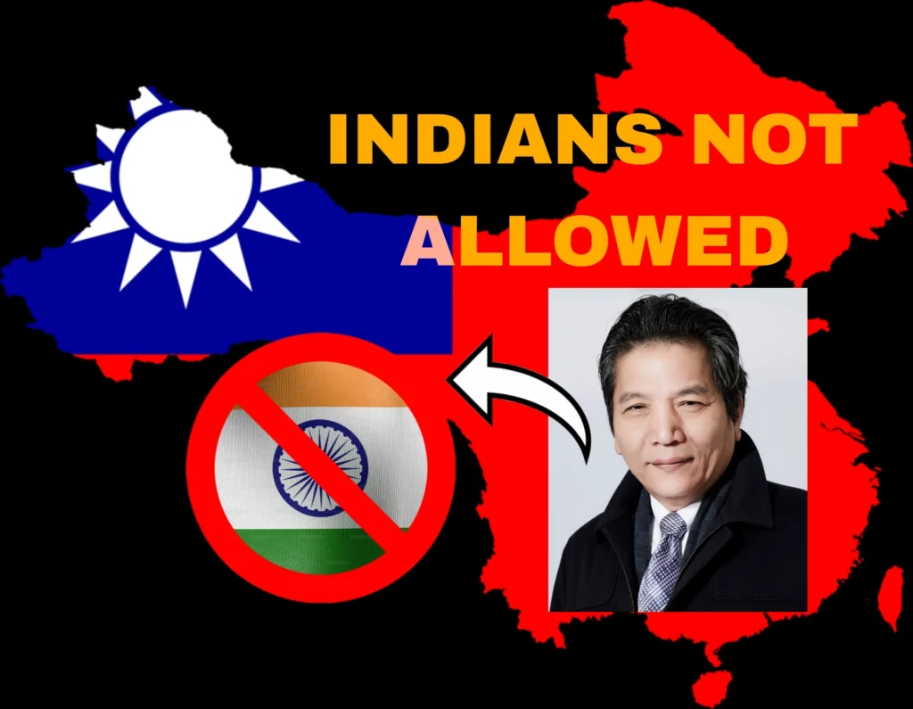 Taiwan anti India poster showing anti-Indian messaging with crossed-out Indian flag imagery during a political controversy in Taiwan.