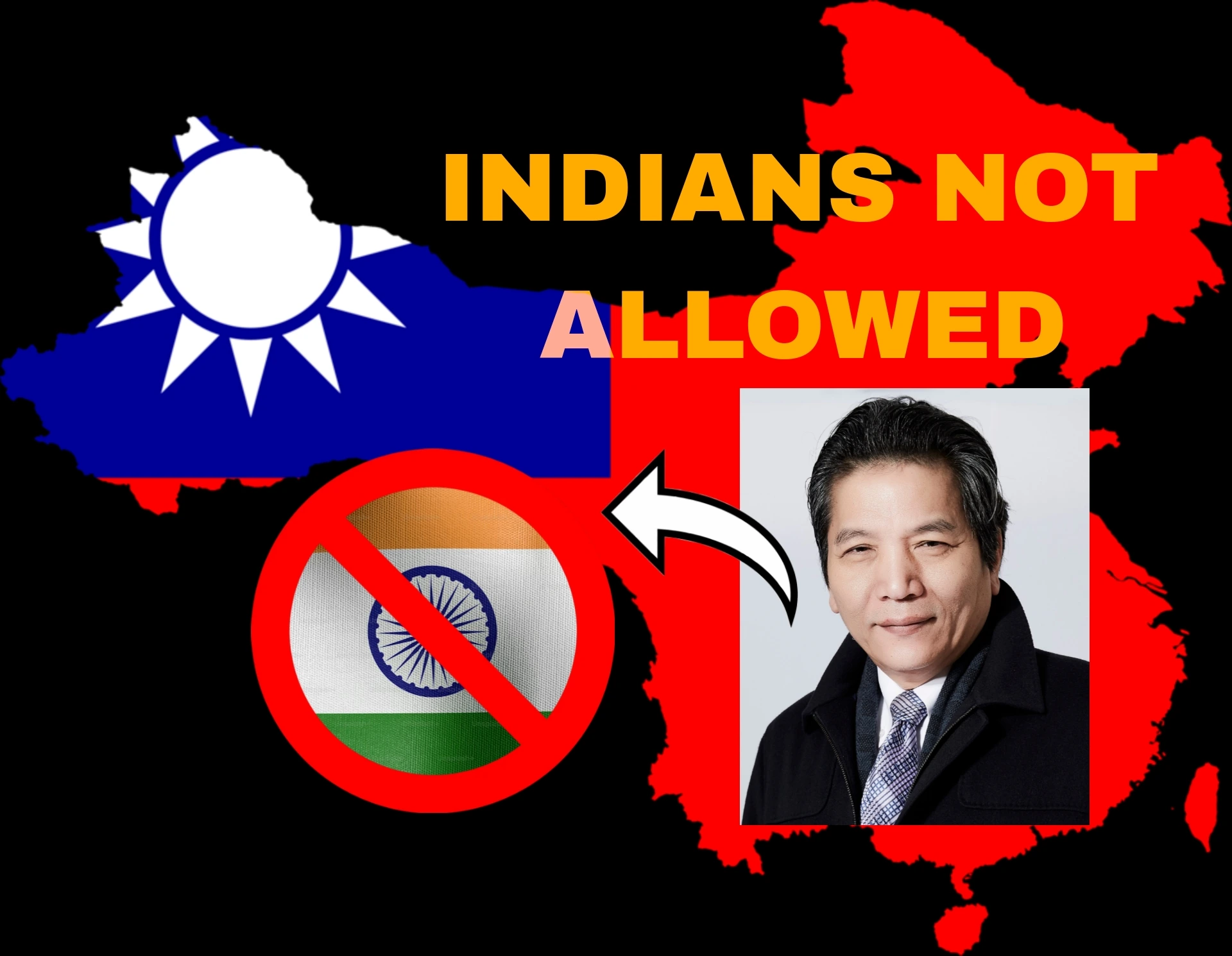 Taiwan anti India poster showing anti-Indian messaging with crossed-out Indian flag imagery during a political controversy in Taiwan.