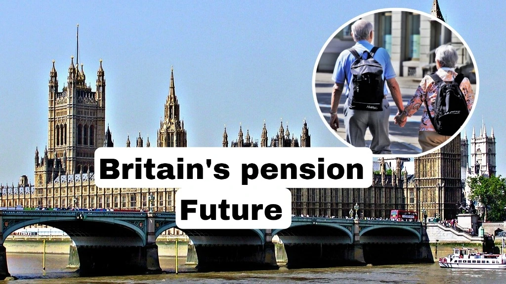 UK Pension Triple Lock debate featuring Britain’s Parliament and elderly pensioners discussing Britain’s pension future