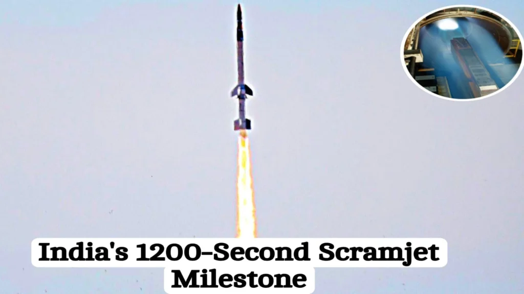 DRDO Scramjet Test showing a hypersonic missile launch and scramjet engine testing during India's 1,200-second hypersonic propulsion milestone.